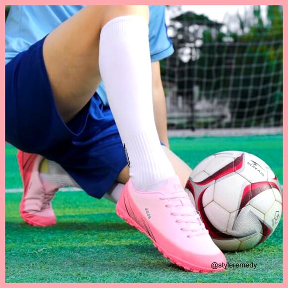 Leather Soccer Cleats with AG and Turf Soles for Indoor Outdoor